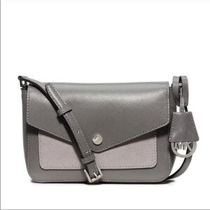Michael Kors Gray Crossbody Bag with Silver Hardware